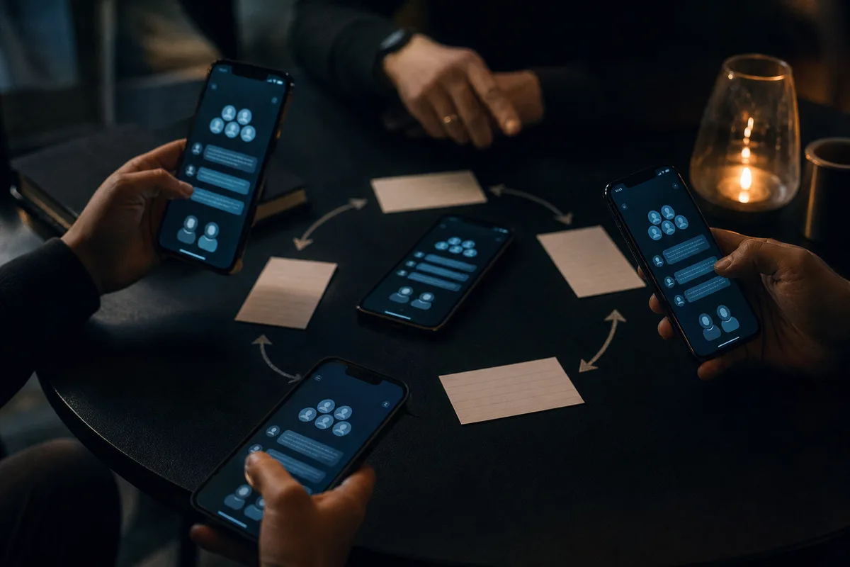 Small community circles connected by support replies and loyalty signals
